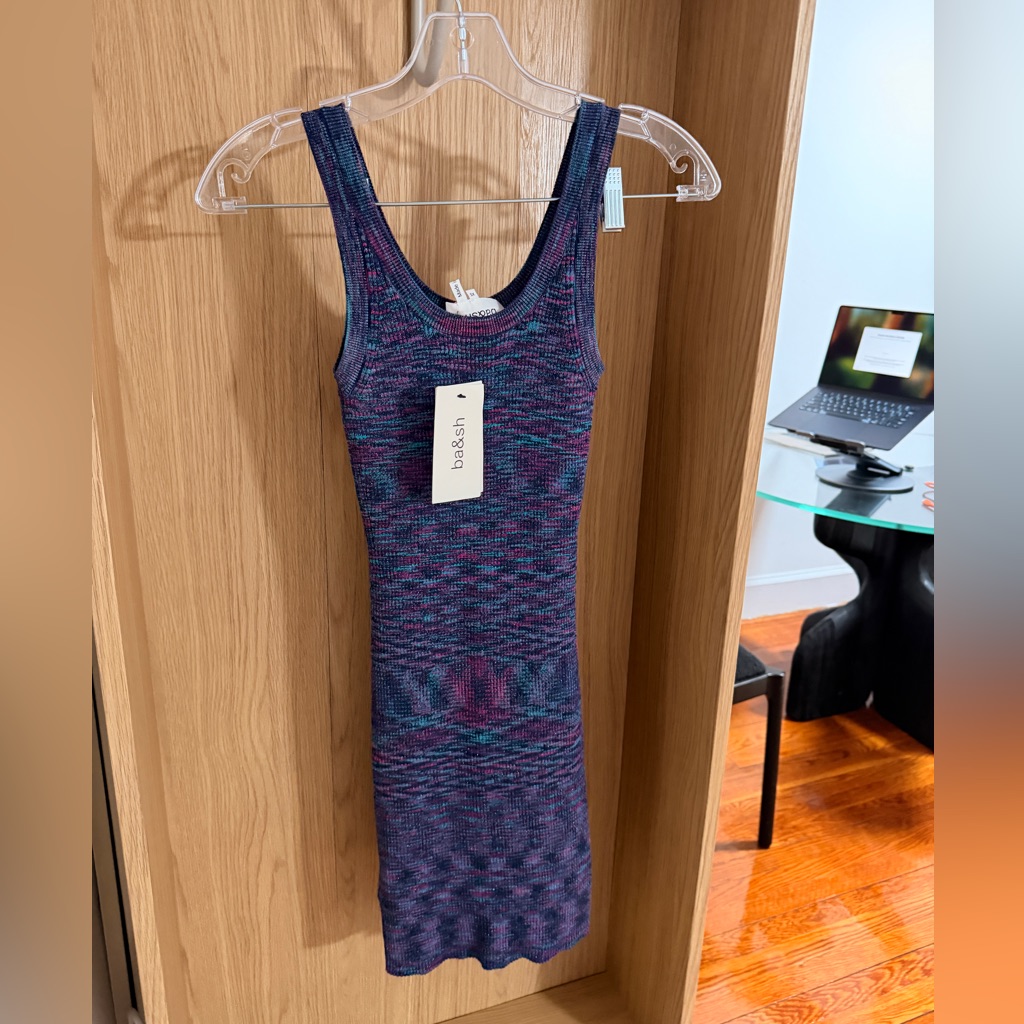 Ba&Sh Women's Purple And Blue Knit Midi Dress